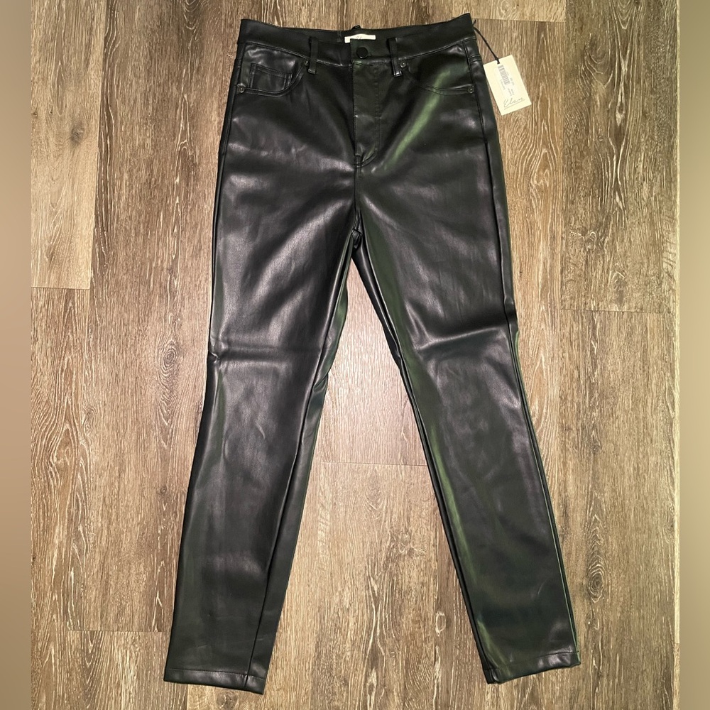 Women’s Black Vegan Leather Straight Leg Pants
